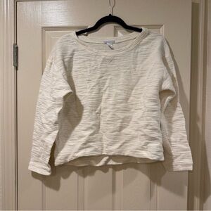 Eberjey 100% Cotton Cream Textured Sweater Size SP Lightweight Layering Pullover